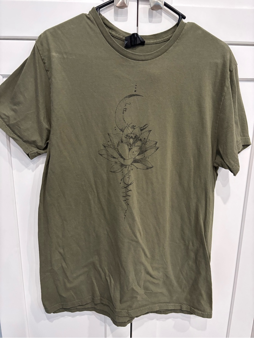 Hanes Olive Green Short-Sleeve Lotus Graphic Tee
